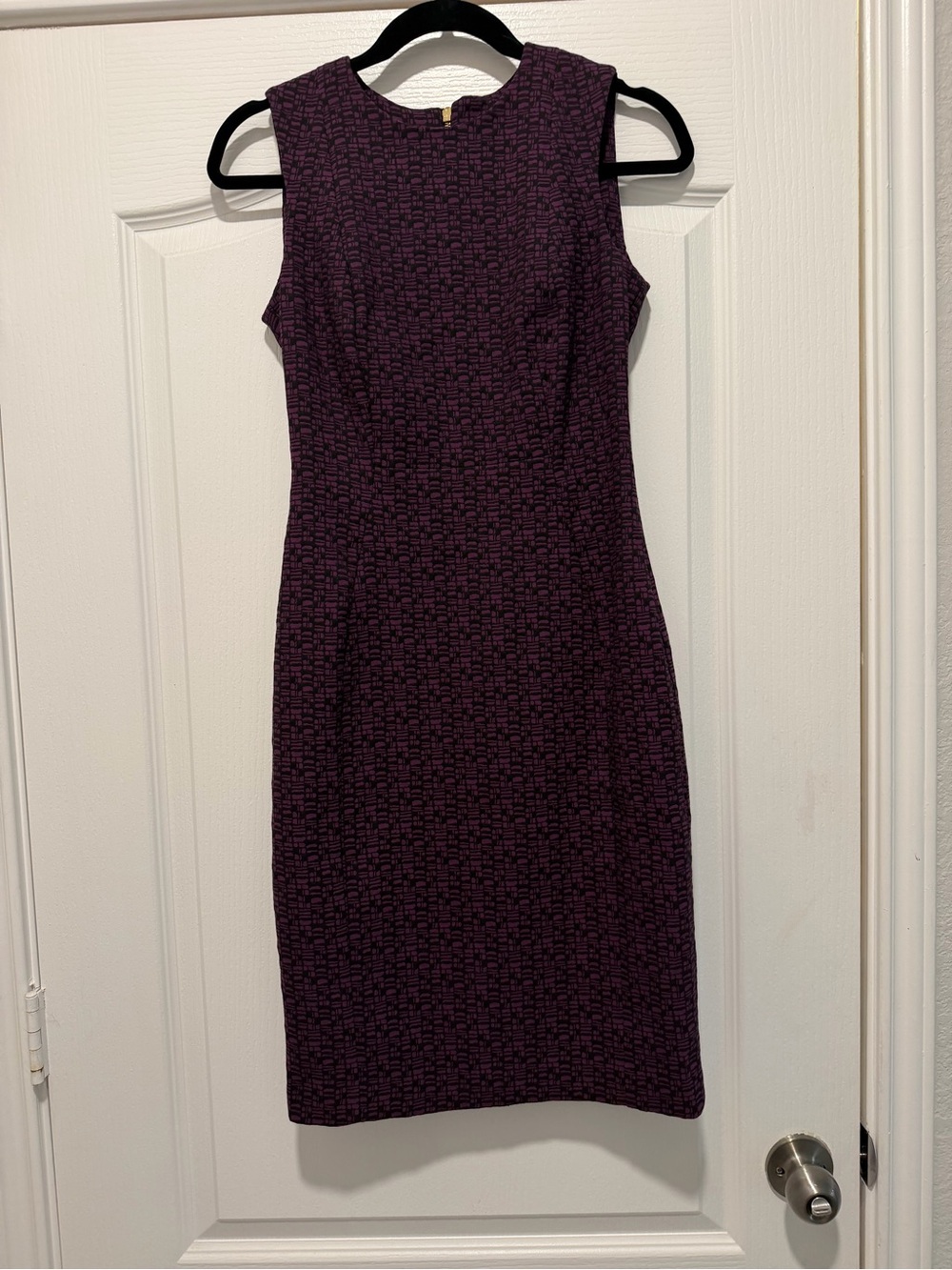 Calvin Klein Plum Textured Geometric Knee Length Dress